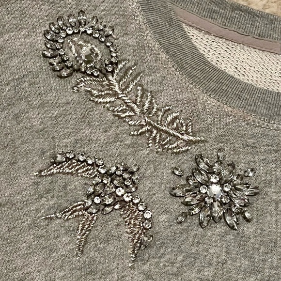 J.Crew Embellished Gray Cropped Sweater – Size Small - Picture 2 of 3